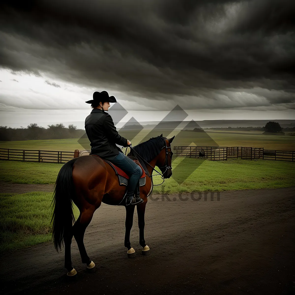 Picture of Speedy Cowboy on Elegant Stallion - Epic Horseback Competition