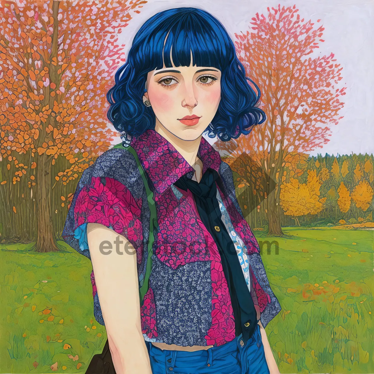 Picture of Happy Sweater-Clad Student Lady Smiling in Park