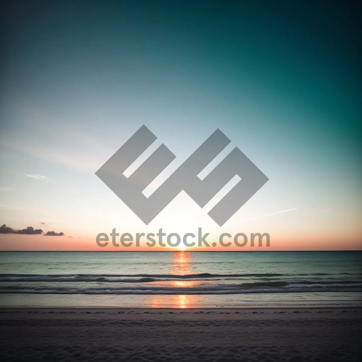 Picture of Silver Seascape: Tranquil Horizon at Sunset