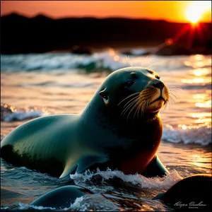 Seal Playfully Swimming in the Ocean