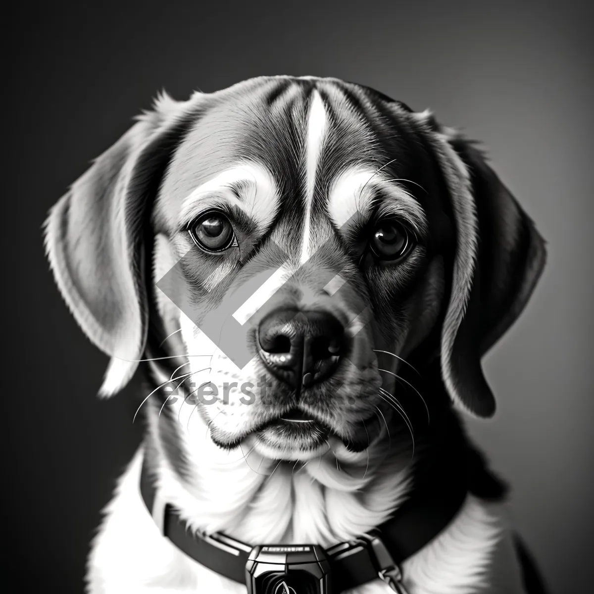 Picture of Adorable Dalmatian Puppy with Collar Sitting in Studio