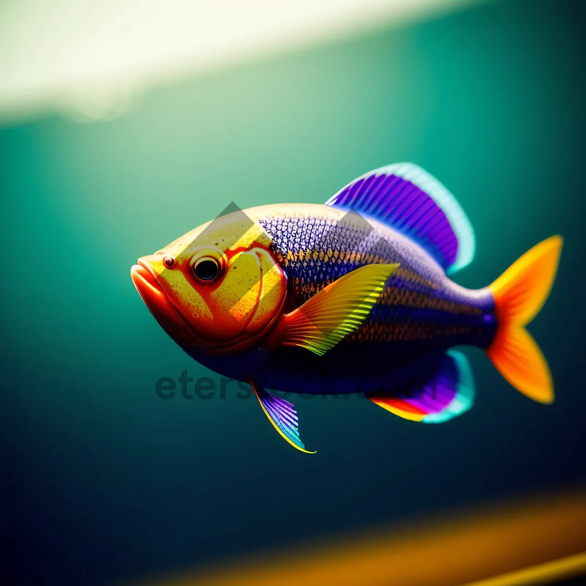 Picture of Colorful Reef Dive: Orange Goldfish in Tropical Aquarium