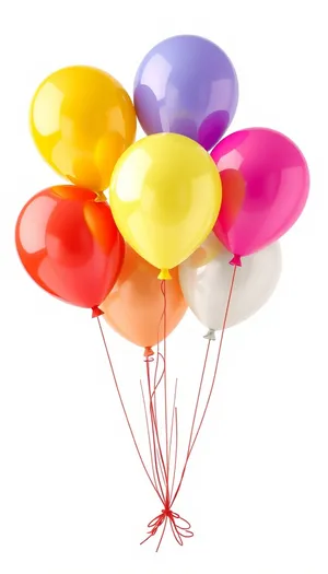 Colorful Birthday Balloon Decoration With Pink Ribbon