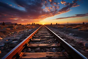 Skyline train journey through industrial landscape perspective