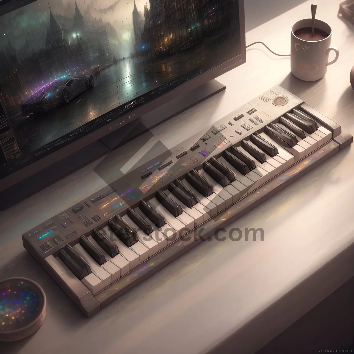 Picture of ElectroSynthKey: Cutting-edge keyboard instrument with dynamic sound sequencing capabilities.