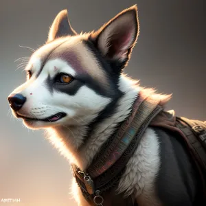 Adorable Canine Sled Dog with Piercing Eyes