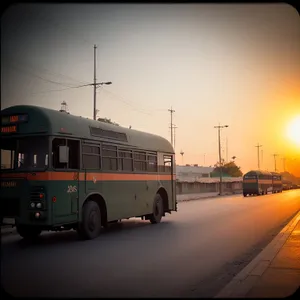 City Shuttle Bus on a Busy Street