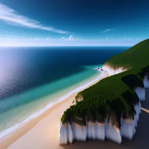 Serene Tropical Sunset by the Turquoise Ocean