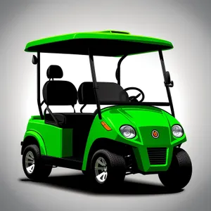 Golfer driving cart on golf course