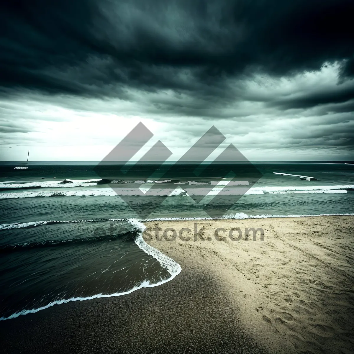 Picture of Serene Sunset Beachscape with Majestic Waves