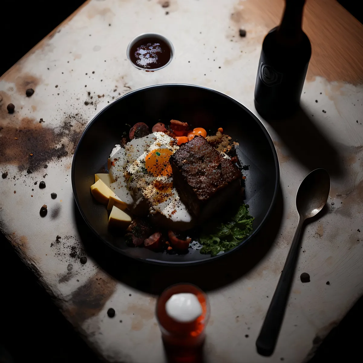 Picture of Delicious Vegetable Salad Plate with Grilled Beef