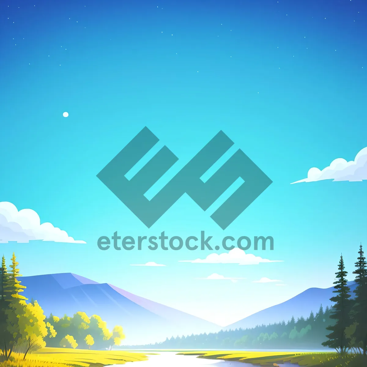 Picture of Serene Sky: Tranquil Meadow Under Moonlit Landscape