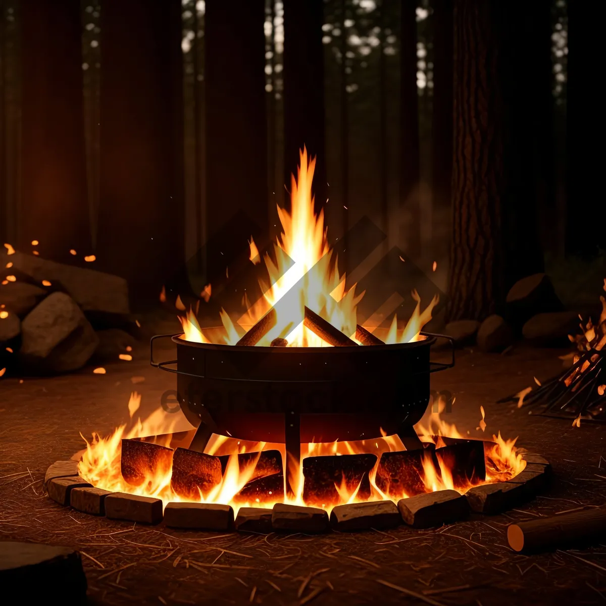 Picture of Fiery Warmth: A Blazing Fireplace