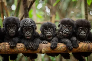 Wildlife Baby Monkeys in Endangered Jungle Habitat