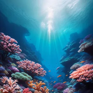 Tropical Coral Reef: Colorful Marine Life and Sunbeams