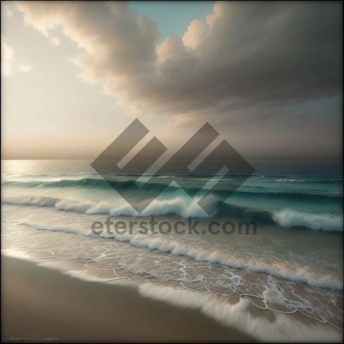 Picture of Serenity by the Shore: Captivating Coastal Sunset Overlapping Waves