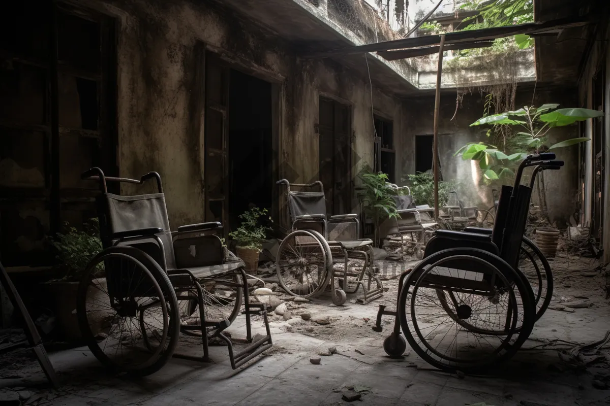 Picture of Transportation Seat: Old Bicycle Wheelchair on Street