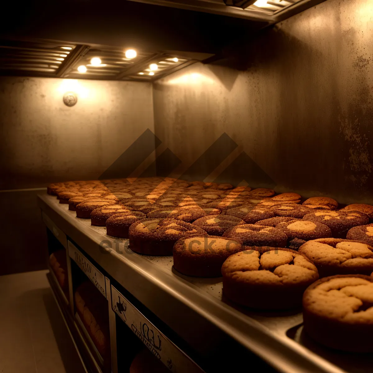 Picture of Freshly baked brown bread in bakery kitchen