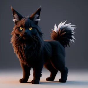 Fluffy Feline Furball: Adorable Domestic Kitten Gazing with Cute Eyes