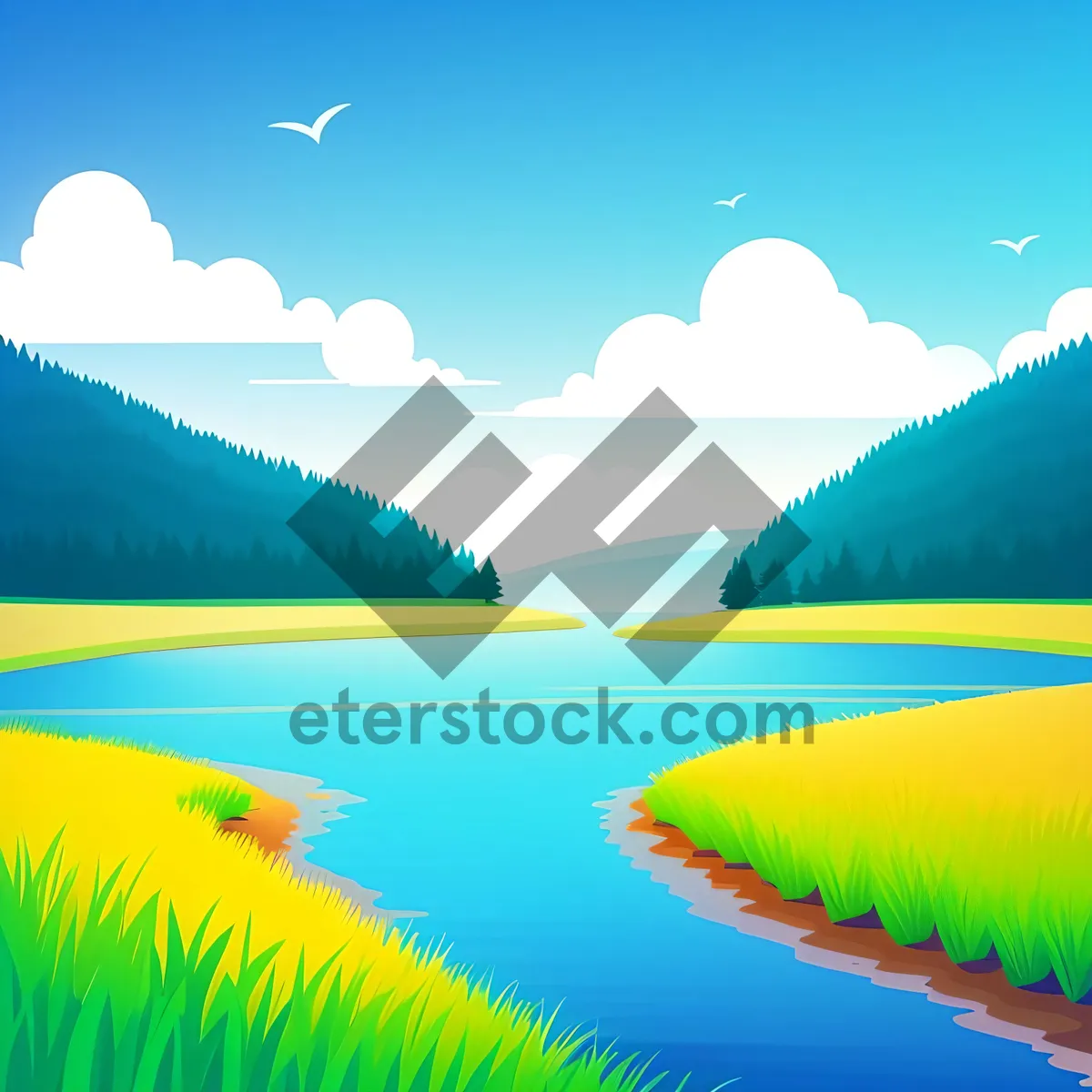 Picture of Summer Country Skyline with Vibrant Waves