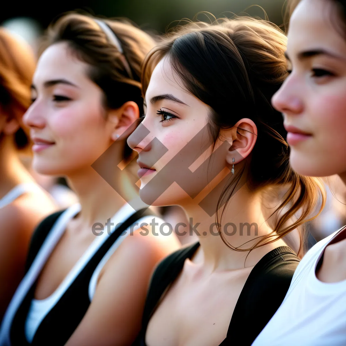 Picture of Joyful Group of Smiling Friends Wearing Headsets