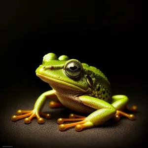 Vibrant Eyed Tree Frog Peeking from Tree