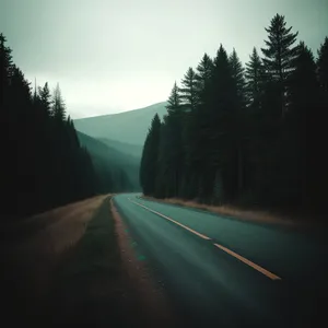 Scenic Mountain Road amid Cloudy Forest