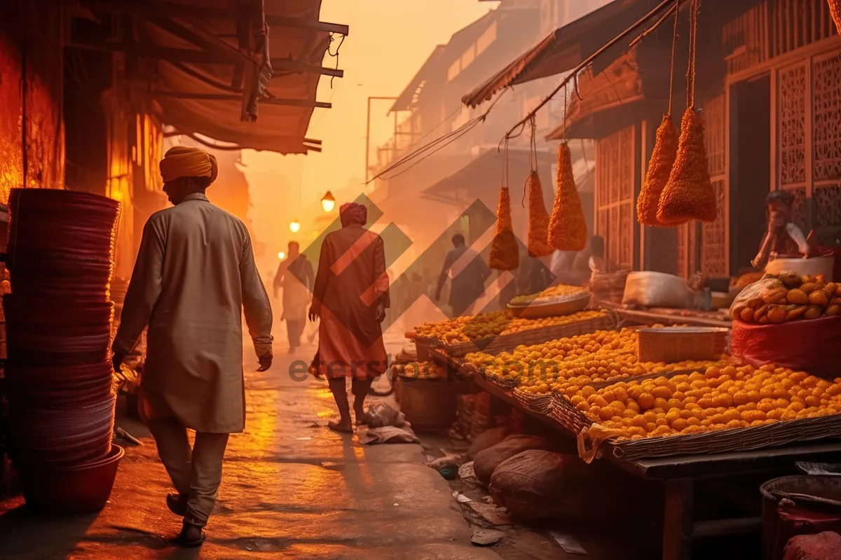 Picture of Male food vendor at market stall