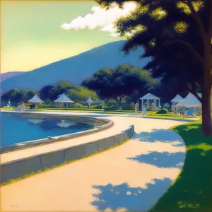 Sunny Shoreline Bliss: Tropical Beach, Clear Blue Water, and Palm Trees
