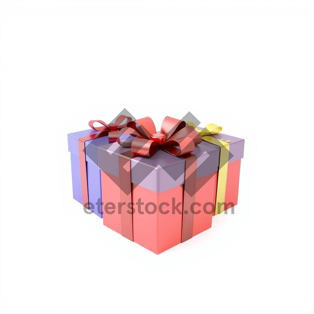 Picture of Gift box with silk bow and ribbon swirls