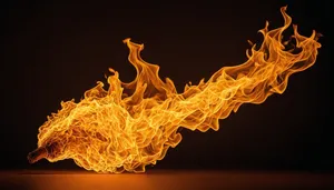 Fiery Black Caribou Silhouette with Abstract Flame Texture
