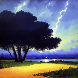 Golden Sunset Over Serene Ocean and Tree Silhouettes