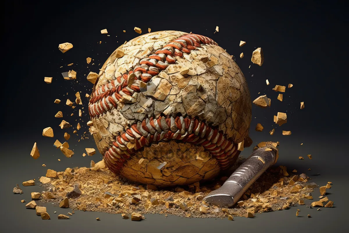 Picture of Brown baseball glove with baseball and shell