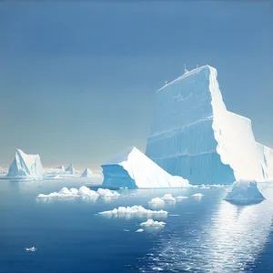 Arctic Seascape: Majestic Iceberg Under Sunny Sky
