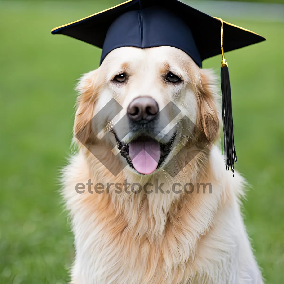 Picture of Happy Graduation: Cute Golden Retriever in Cap