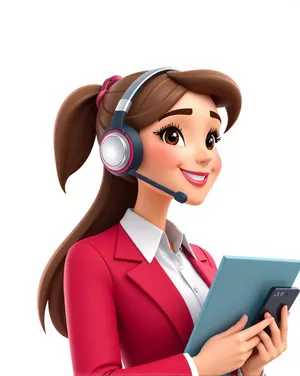 Cartoon person with headset clip art