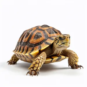 Slow armored reptile in shell - Box turtle protection.