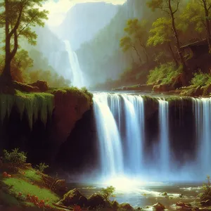 Serene Waterfall in Enchanting Forest Landscape