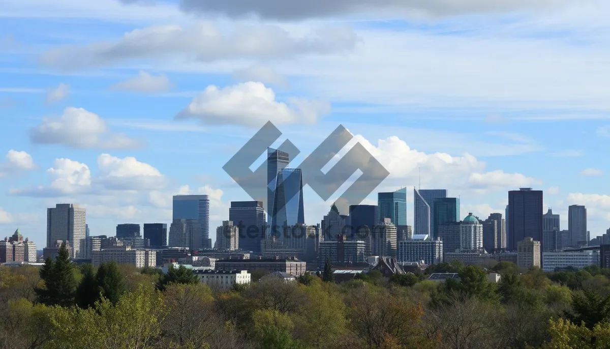 Picture of Modern city skyline with river and office buildings