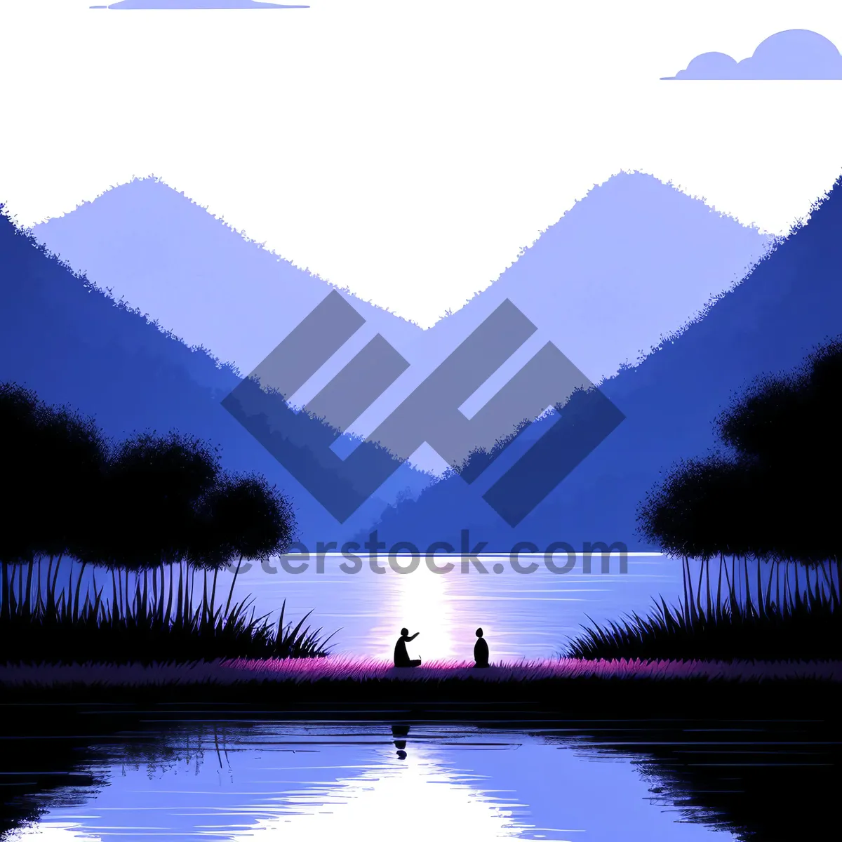 Picture of Serene Lakeside Scenery with Mountain Reflection