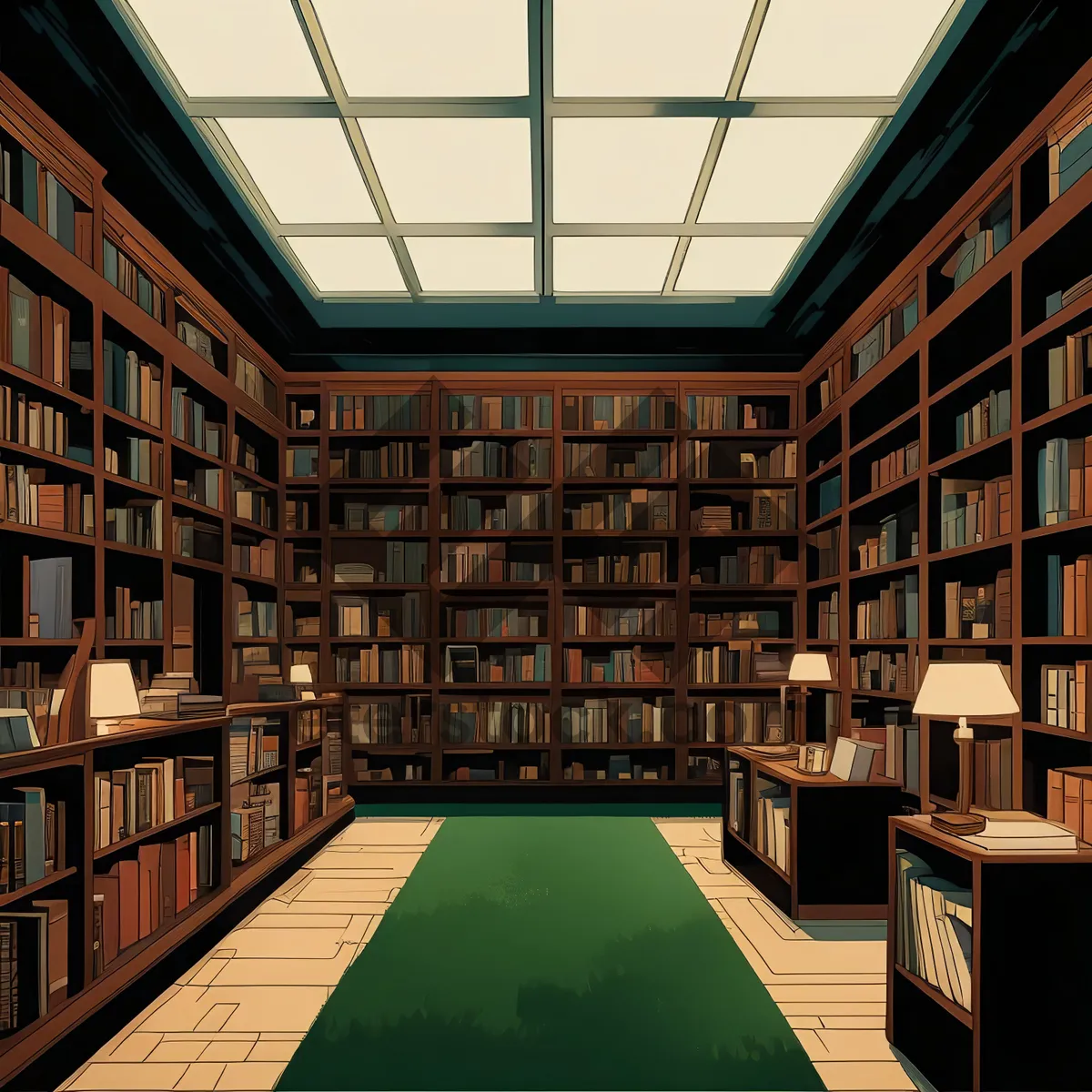Picture of Modern library interior with books and structure