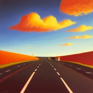 Scenic Highway Sunset with Vibrant Clouds and Rural Landscape