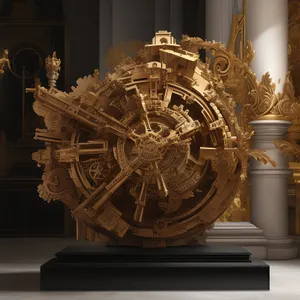 Ancient Textile Spinning Wheel Clock Mechanism