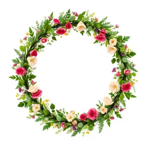 Floral design element with ornate swirls and leaves.