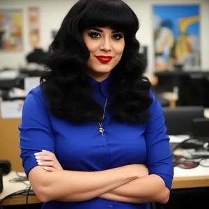 Smiling businesswoman working in a restaurant.
