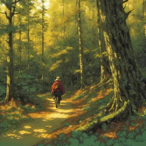 Autumn Landscape with Mountain Bike