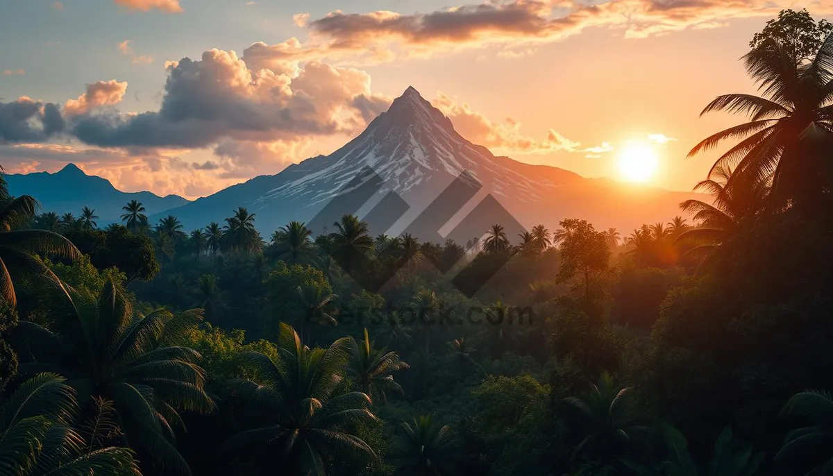Picture of Scenic sunset view in rural mountain landscape