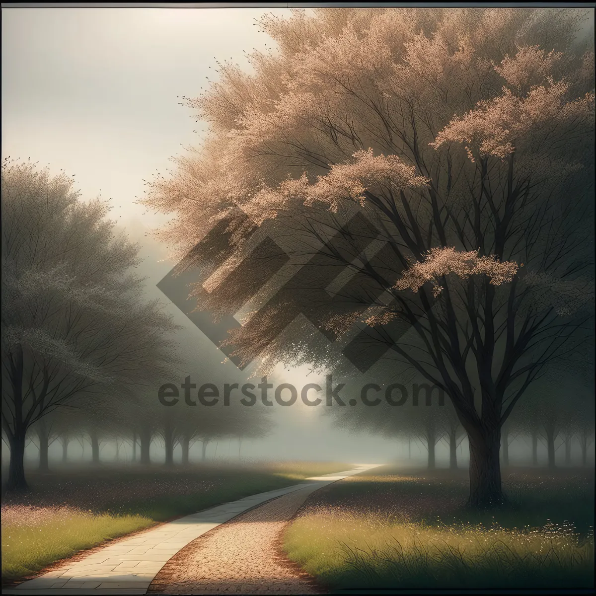 Picture of Vibrant Sunset over Meadows and Trees