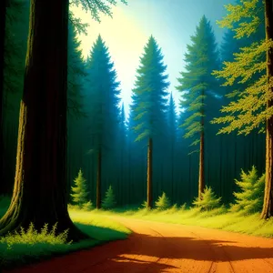 Vibrant Autumn Sunset in Serene Forest