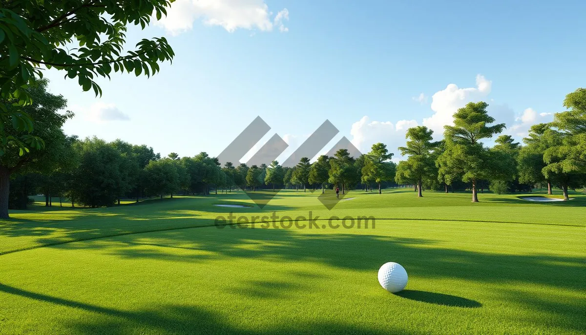 Picture of Summer golf course with player and flag